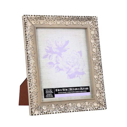 Gray Lace Overlay Frame, 8&#x22; x 10&#x22;, Expressions&#x2122; By Studio D&#xE9;cor&#xAE;